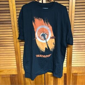 New Loot Crate Black and Orange Deathloop 2XL Short Sleeve Tee